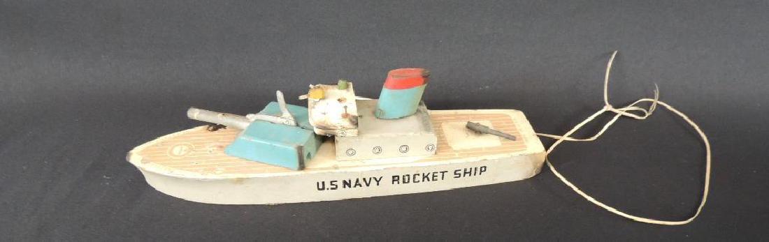 Antique Keystone U.S. Navy Rocket Ship Wood Toy Boat (1 of 6)