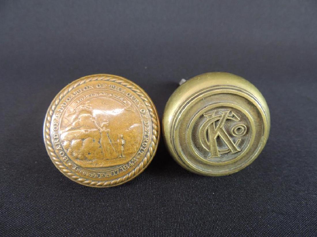 Group of 2 Antique Doorknobs Featuring City of Detroit (1 of 2)