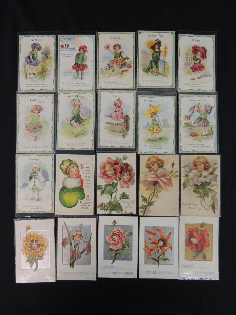 Group of 20 Fantasy Flower Children Postcards (1 of 1)