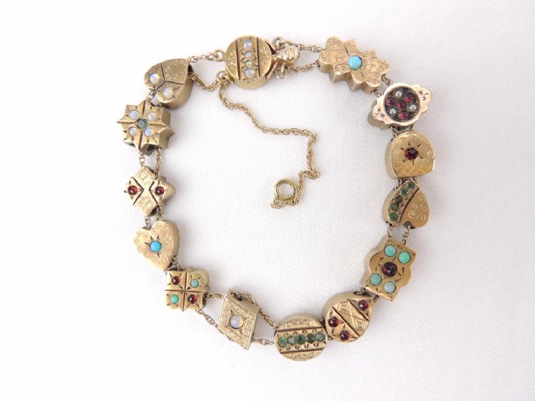 14K yellow gold Victorian gemstone slide bracelet (1 of 6)
