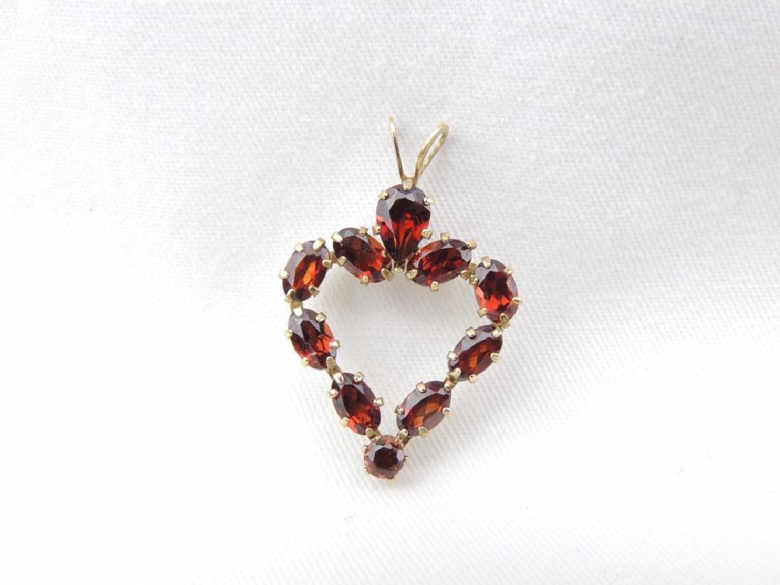 10k yellow gold garnet heart pendant (1 of 2)