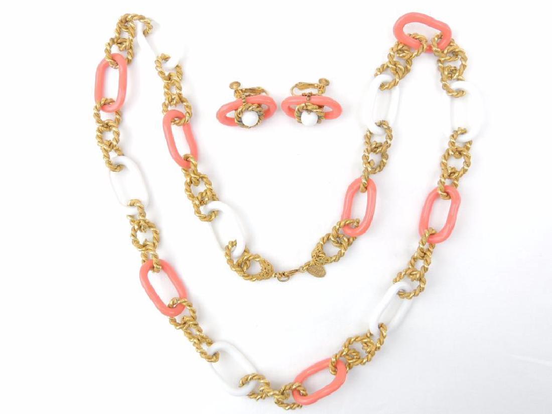Vintage signed Miriam Haskell necklace and earring set (1 of 5)