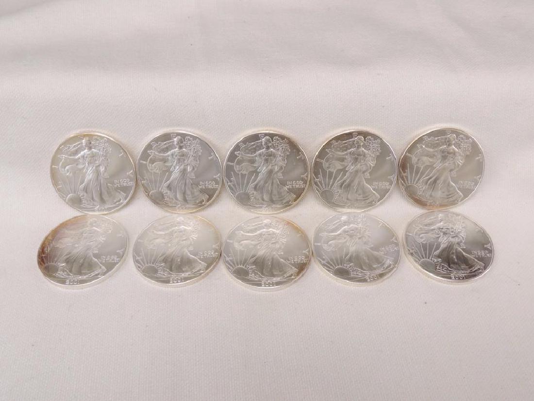 Group of 10 2001-P Silver American Eagles (1 of 1)