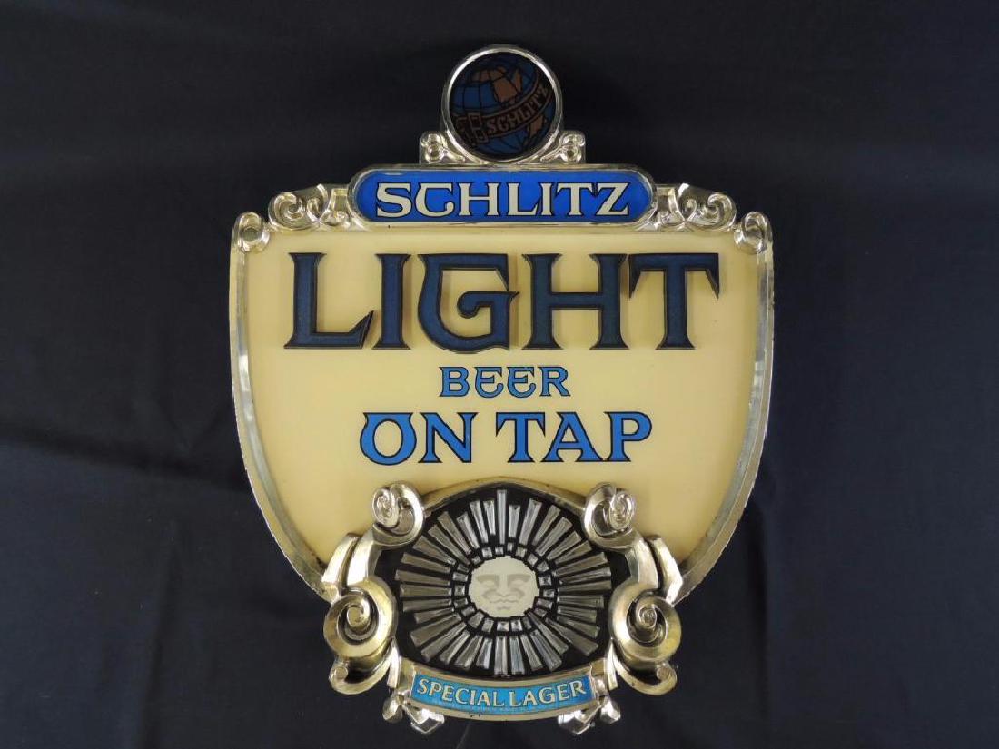 Light Up Advertising Beer Sign-Schlitz: Vintage Light Beer on Tap, 17"x21" Working Condition