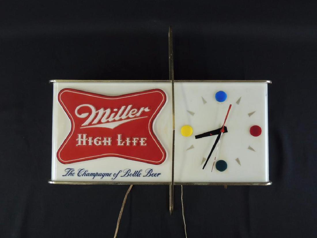 Light Up Advertising Beer Sign-Miller High Life: Vintage, 20"x18" Working Condition