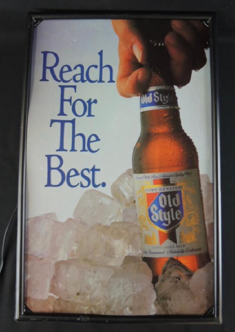 Light Up Advertising Beer Sign-Old Style: Vintage, 14"x22" Working Condition