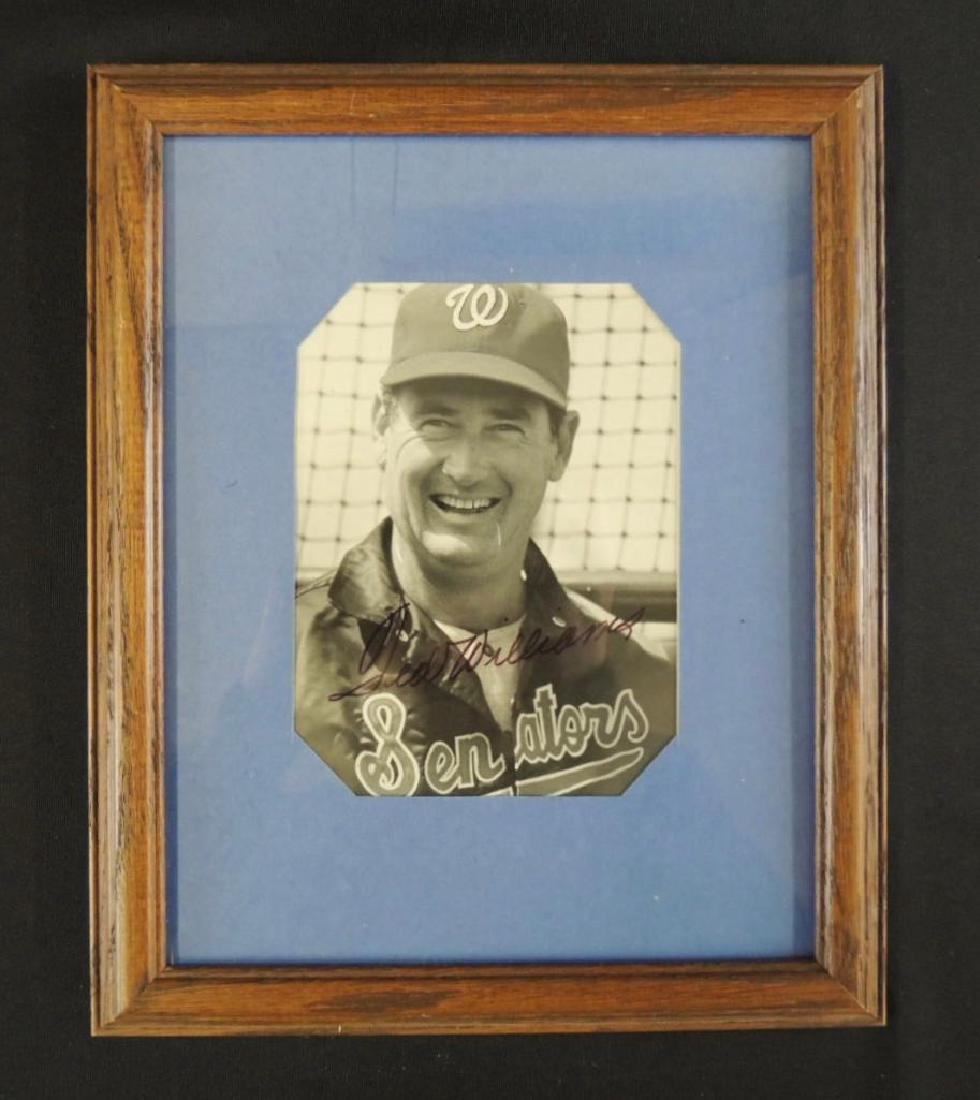 Ted Williams Signed Photo: Frame 9 1/2"x11 1/2" Photo 4 1/2"x6", Senators