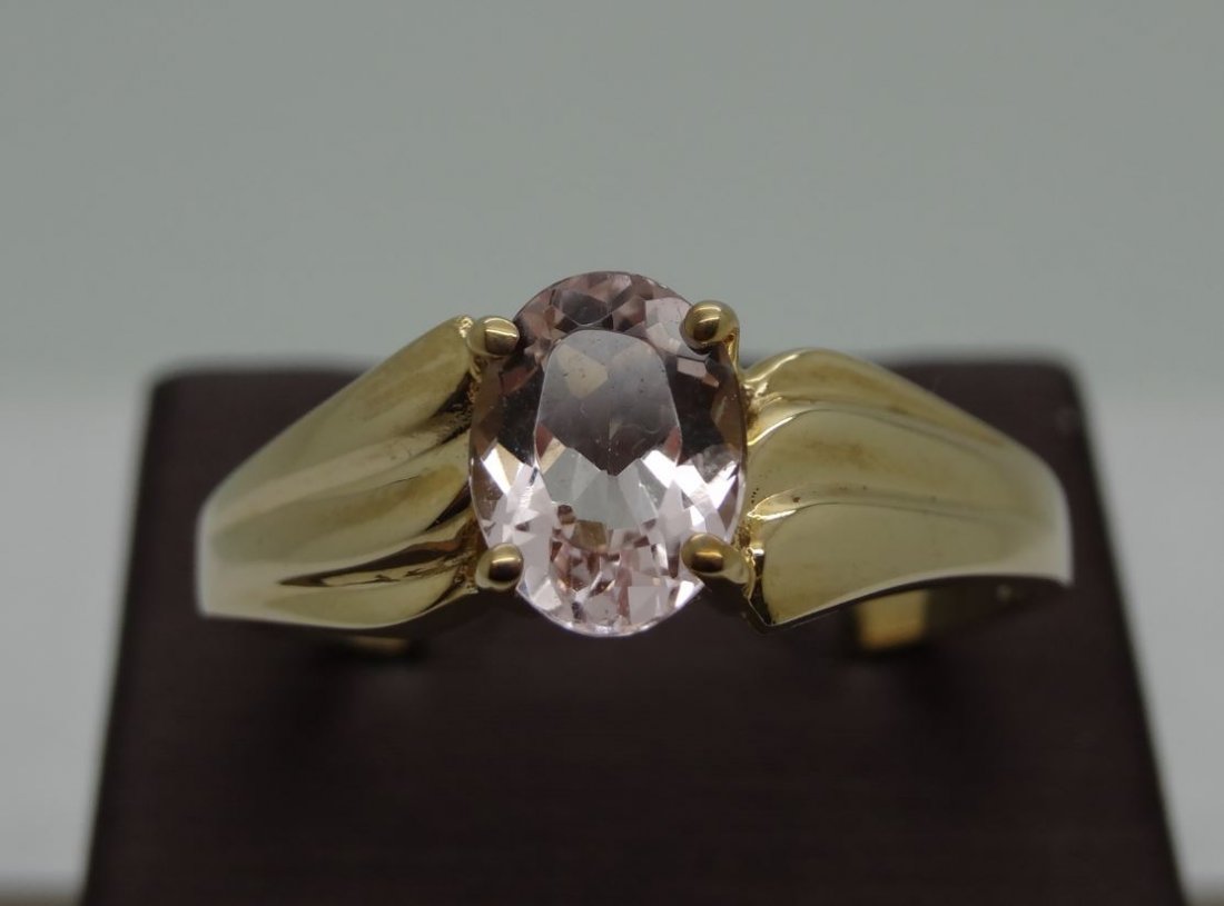 10K YELLOW GOLD 1.00CT MORGANITE RING SIZE 8.75 (1 of 8)