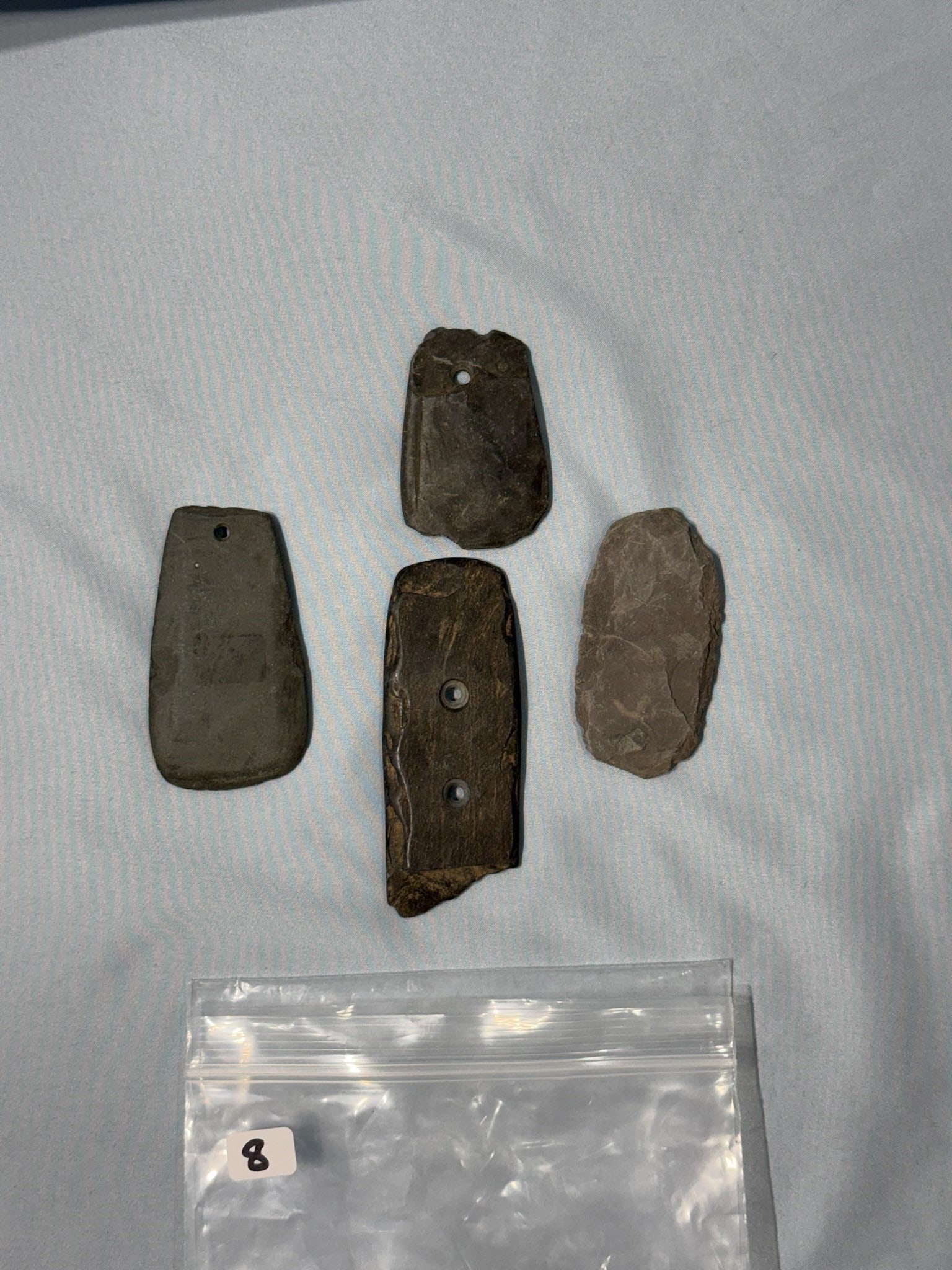 Slate Pieces: Four slate pieces from Michigan. Largest measures 3-7/8 in.