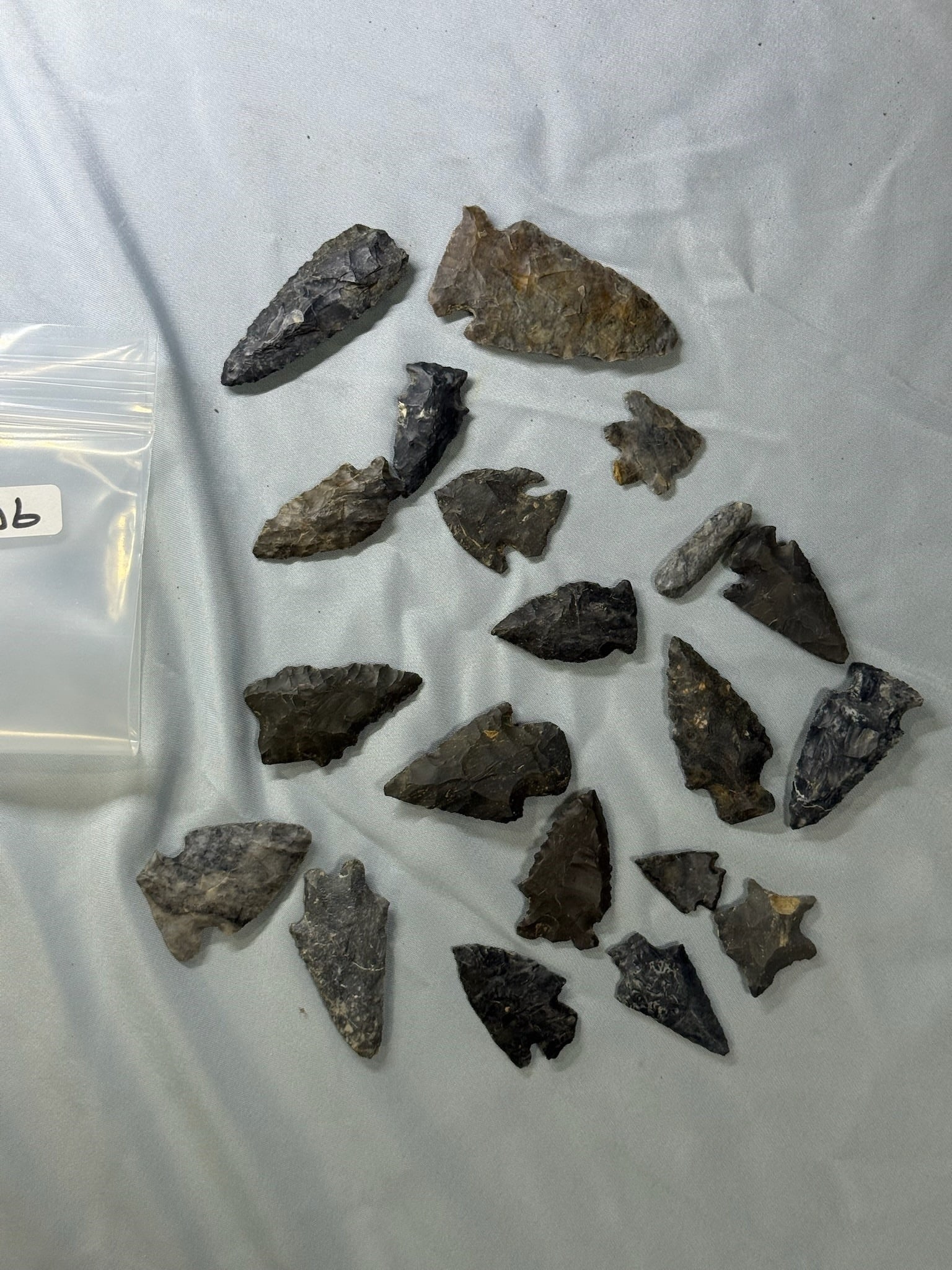 Flint Points: Group of 20 flint points from Auglaize County, Ohio.