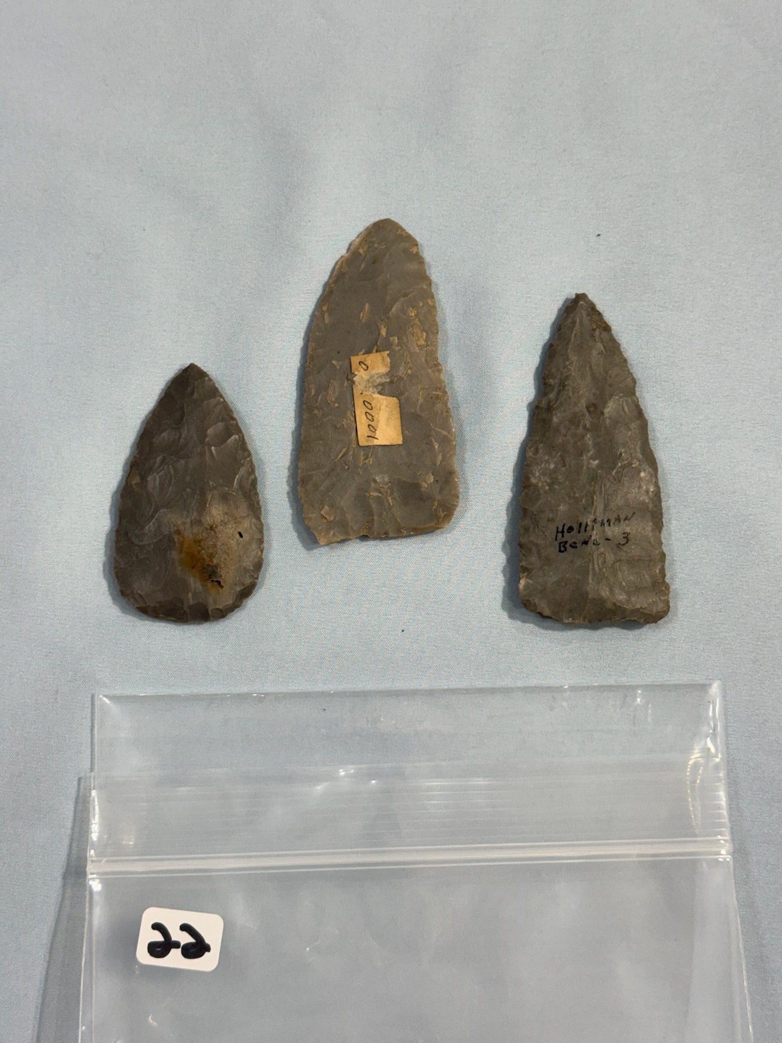 Hornstone Knives: Group of 3 Hornstone Knives - Largest 3 1/2 in. - Indiana.