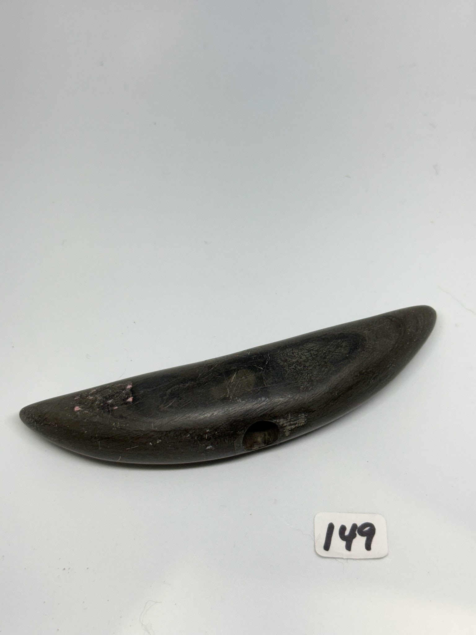 slate Pick Bannerstone: 4 3/4 in. Slate Pick Bannerstone - Shelby County Indiana.