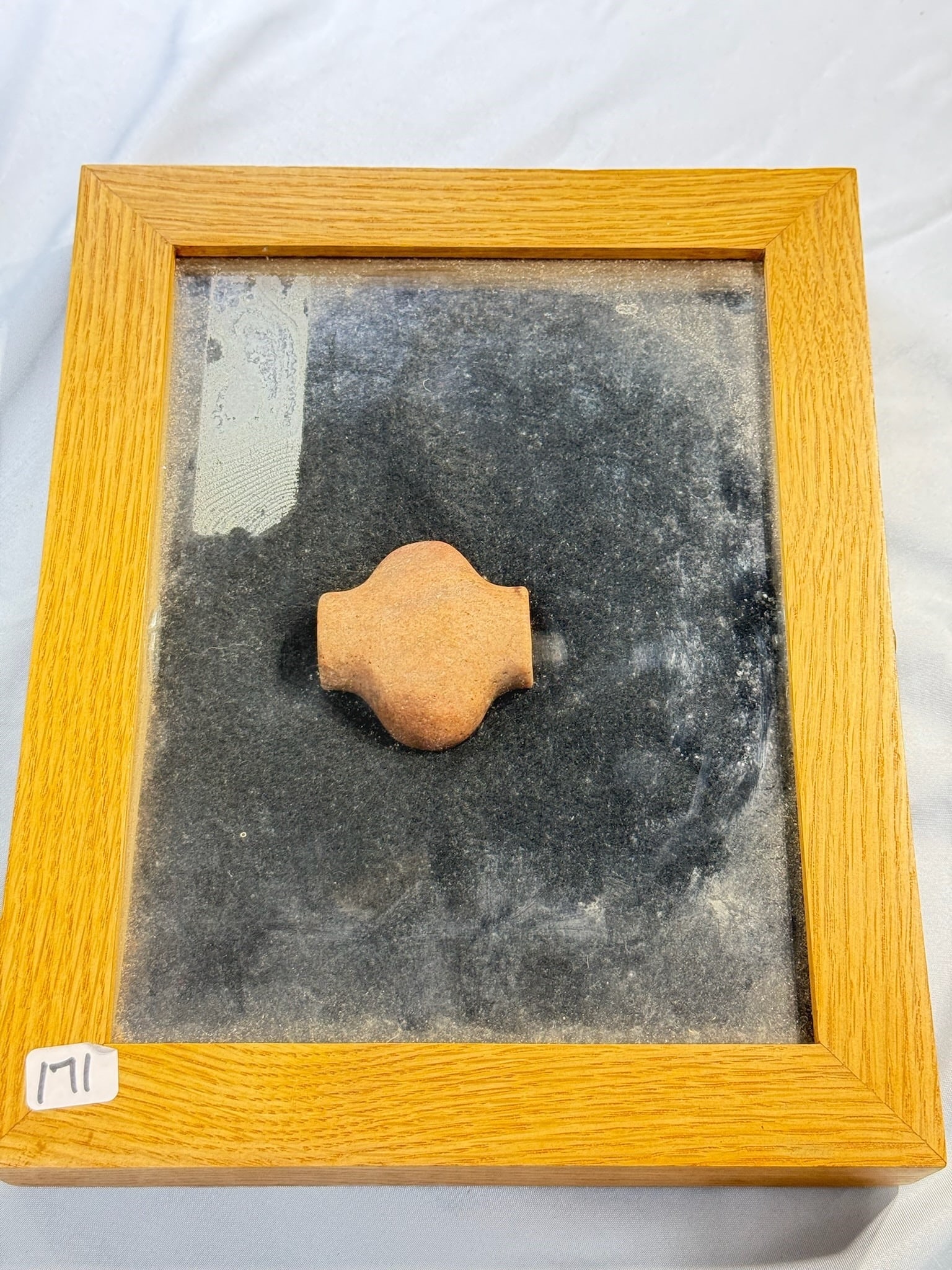 Rose Quartz Hourglass Bannerstone: 2 by 2 1/8 in. Hourglass Bannerstone - Rose Quartz - Wyandot County Ohio.