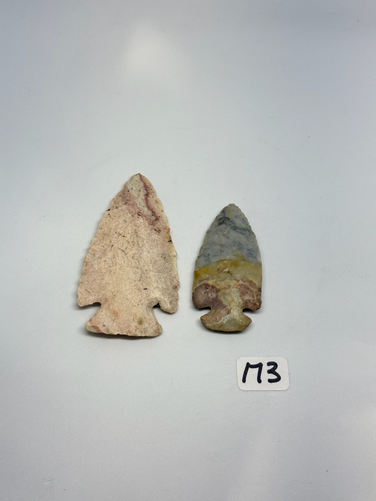 Flint Ridge points: Group of 2 Flint Ridge points - largest 2 3/4 in.