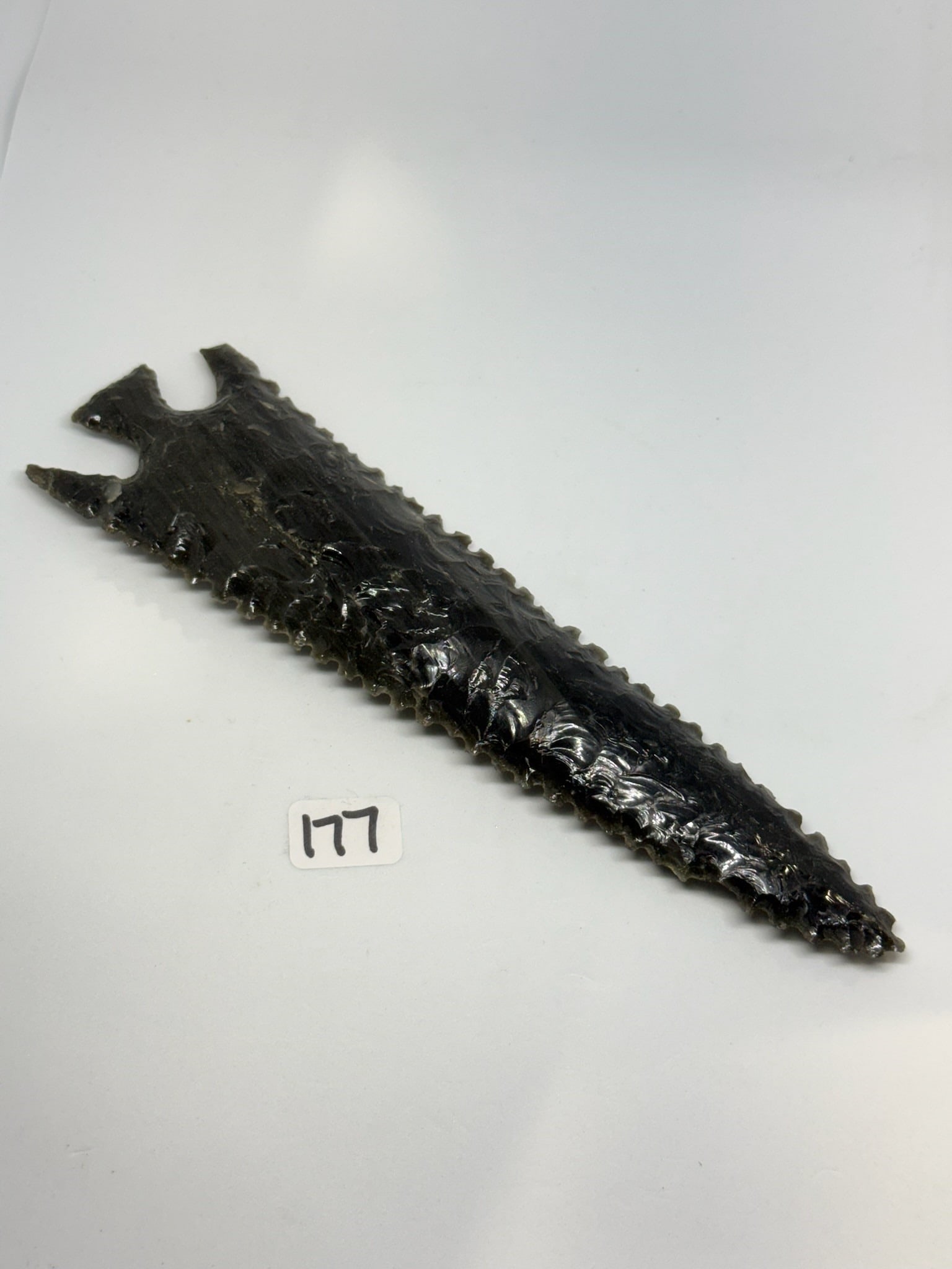 Obsidian Point: 7 in. Obsidian Point - broken and glued.
