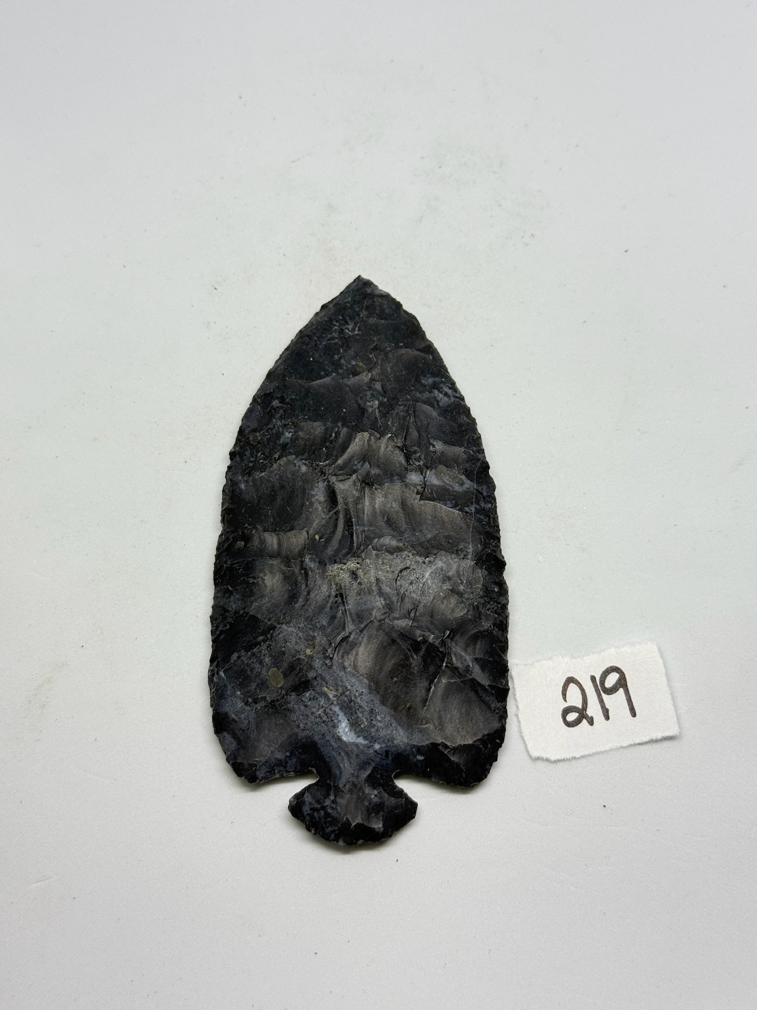 Black Coshcton Flint: 4 by 2 in. Black Coshocton Flint - Marion County Ohio - Ex Johnson Ex Diller.