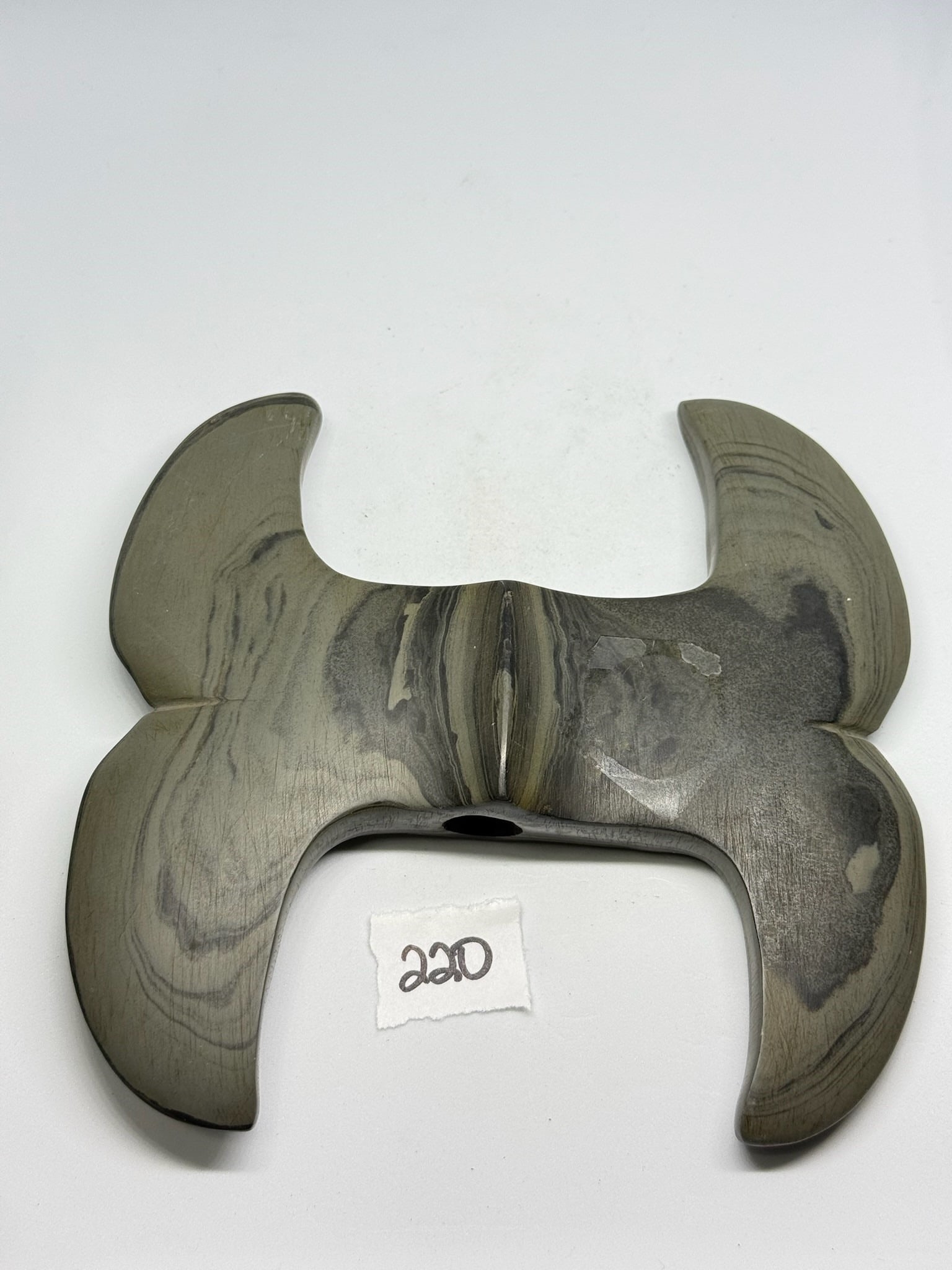 Banded Slate Double Cresent: 5 1/2 by 5 in. Banded Slate Double Crescent - Branch County, Mi - Ex Munger Ex Diller.