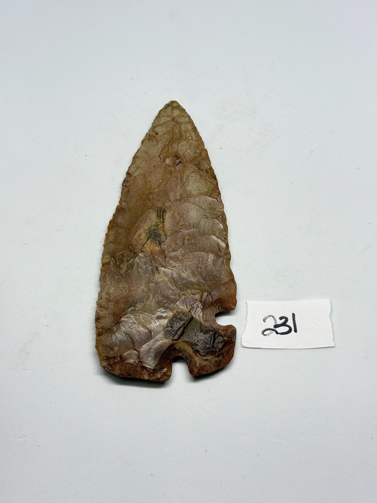 Flint Corner Notch Knife: 4 1/2 by 2?Flint Corner Notch Knife - Illinois - Ex Ritter Ex Floyd.