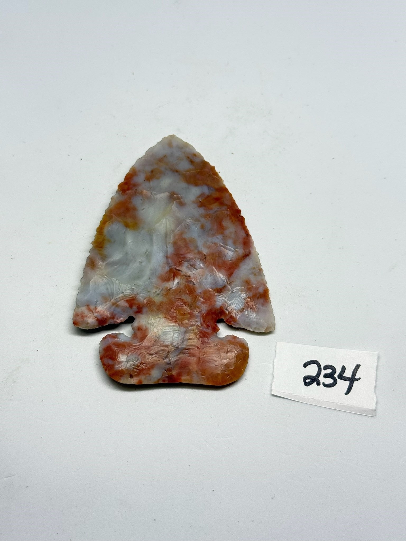Flint Ridge E Notch: 3 1/2 by 2 1/2 in. Flint Ridge E Notch - Colorful - "One of Roy's Best" Ohio - Ex Miller Ex Diller.
