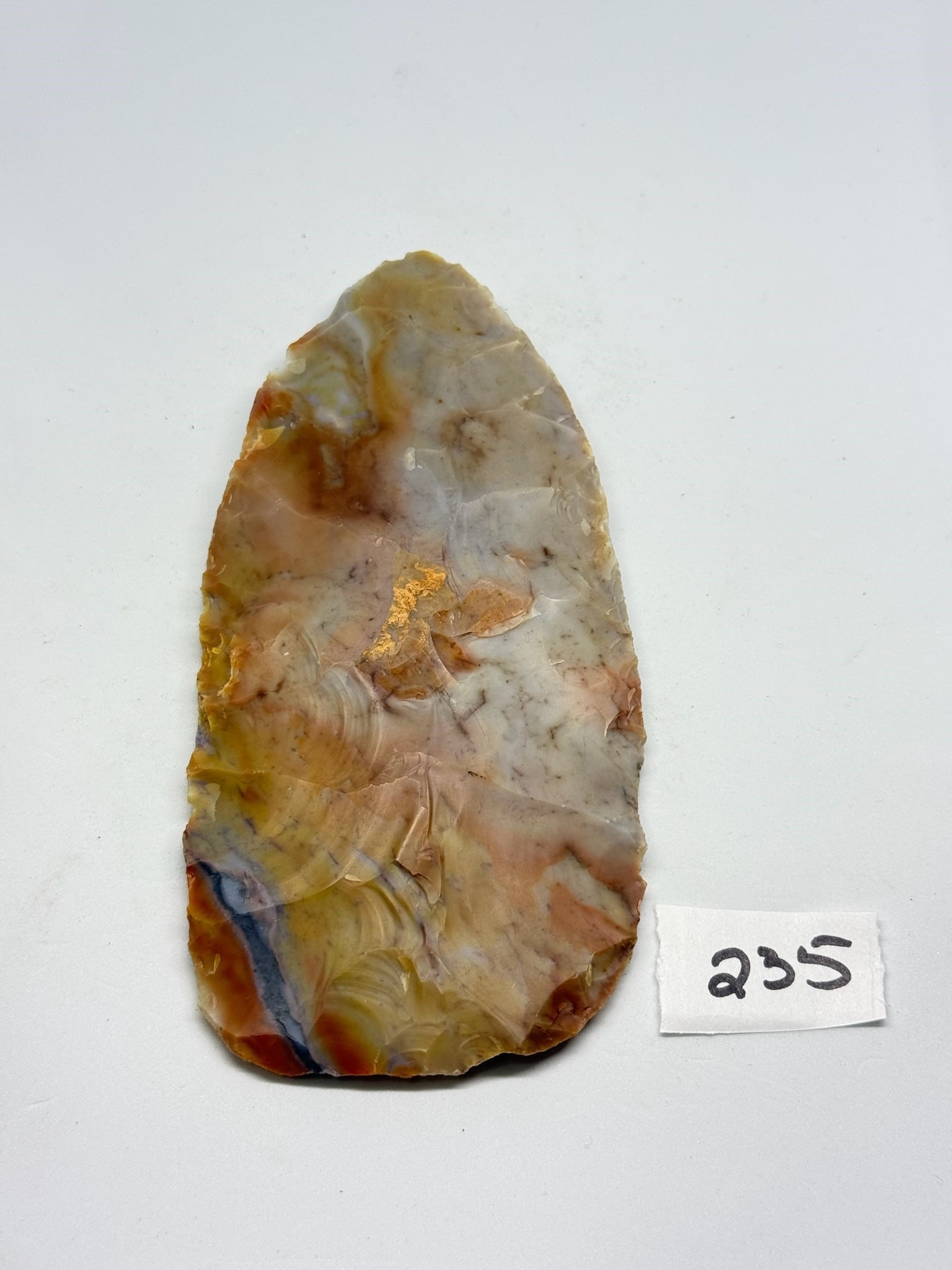 Flint Ridge Hand Knife: 5 1/4 by 2 3/4 in. Flint Ridge Hand Knife Marion County Ohio - Ex Johnson Ex Diller.