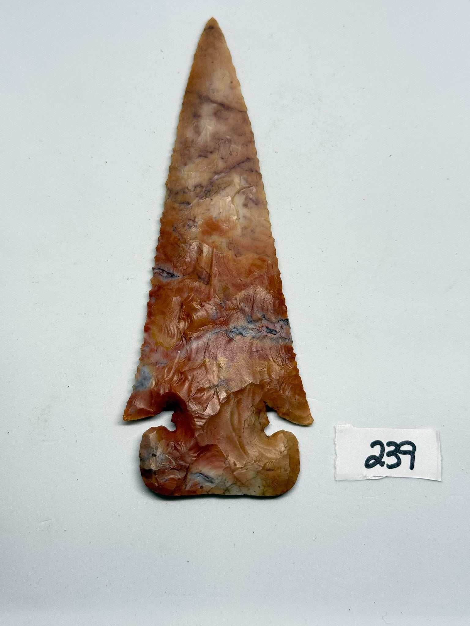 Flint Ridge E Notch: 5 3/4 by 2: Flint Ridge E Notch - Red, White And Blue - "One of Roy's Best" - Ex Miller.