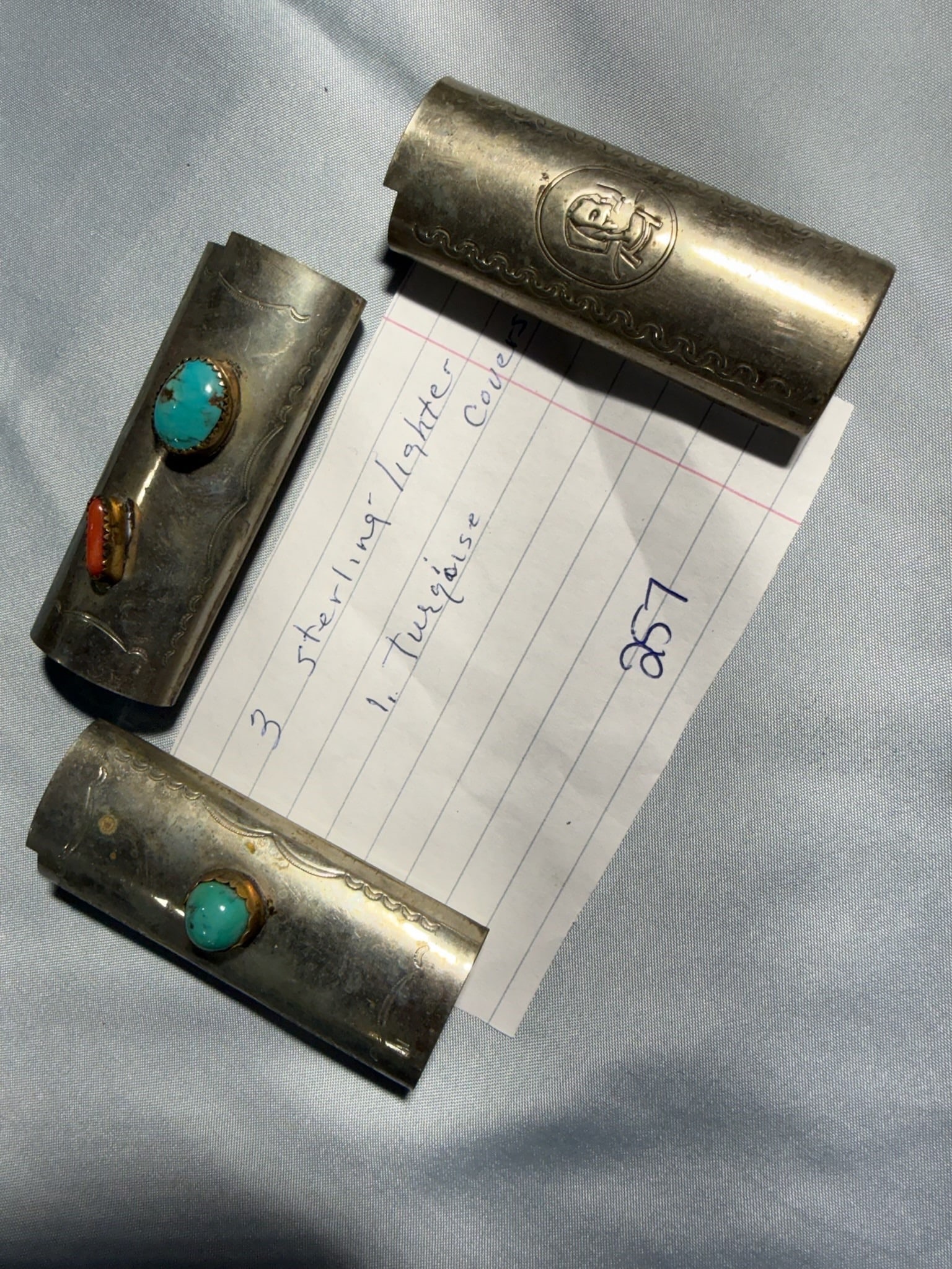 Sterling and Turquoise Lighter Covers (1 of 1)