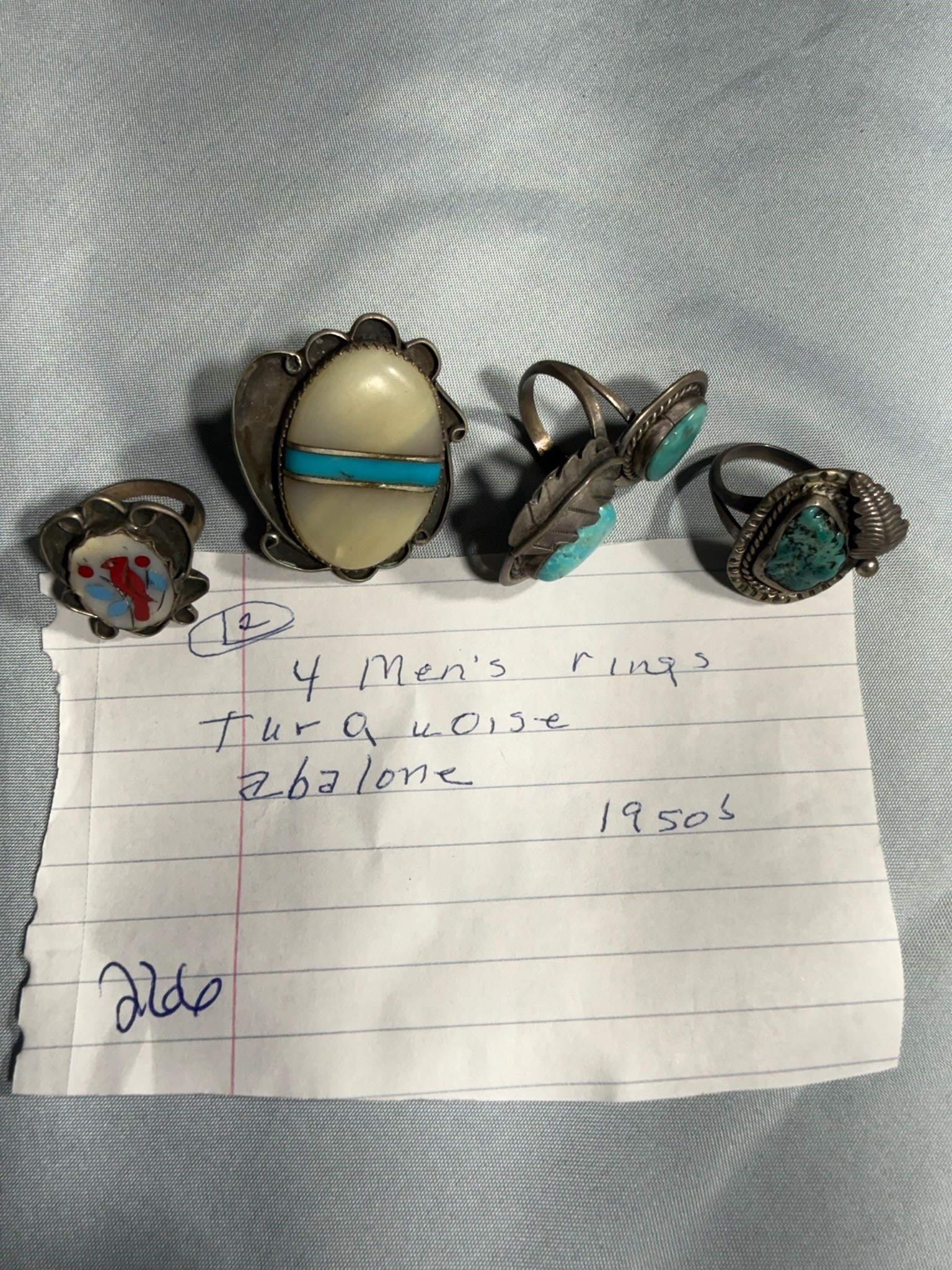 Turquoise and Abalone Mans Rings (1 of 1)