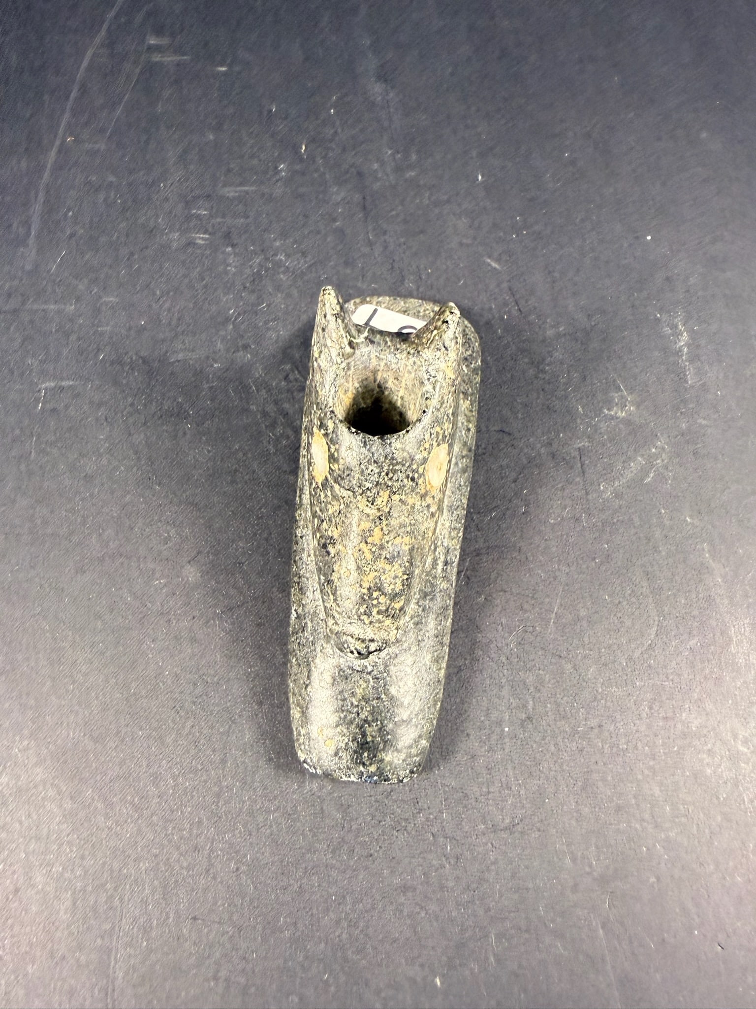 Steatite Wolf Head Pipe with Abalone Eyes - 3