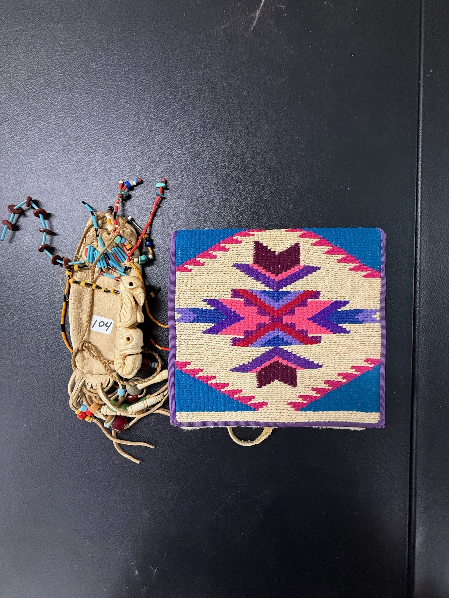 Shaman Bag and Purse: Beaded Shaman Bag and Purse Circa 1960's