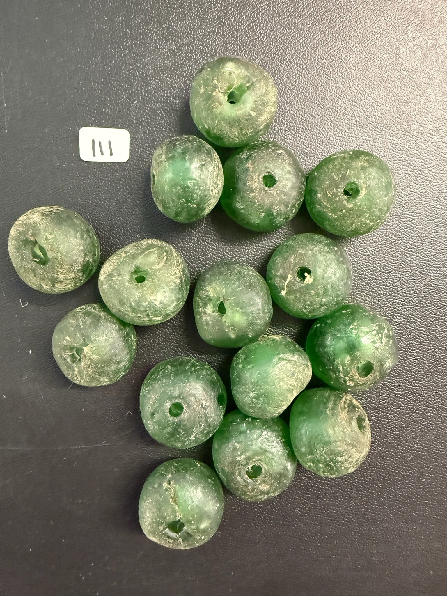 Green Beads: 14 large Russian Beads