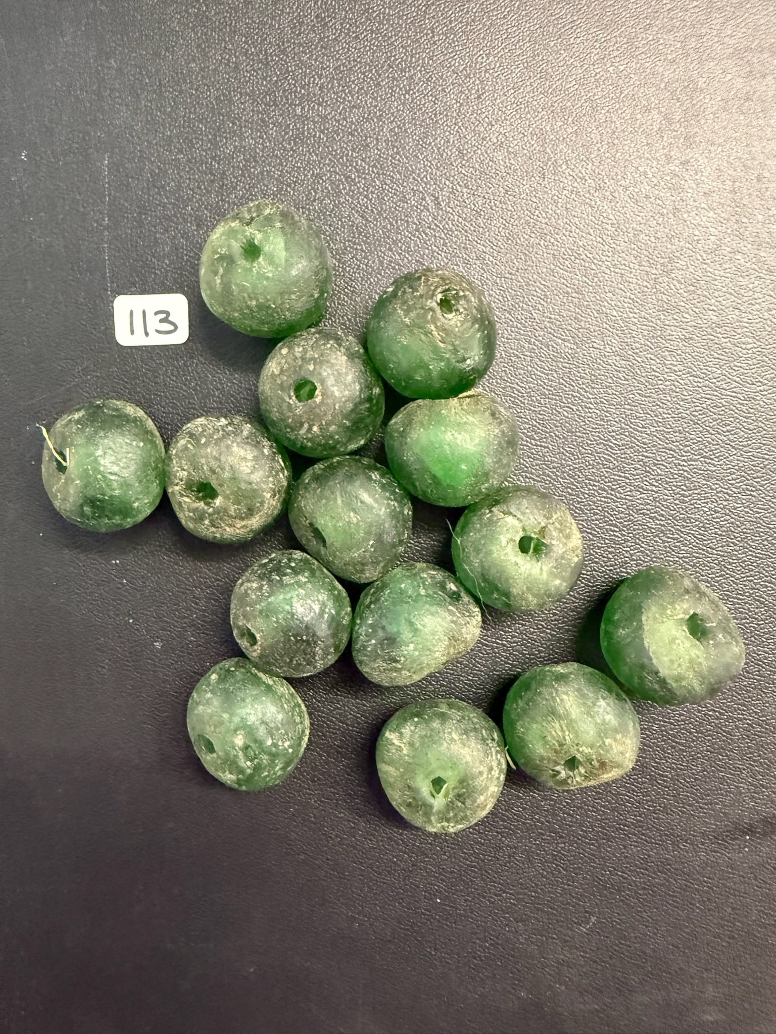 Green Beads: 15 Green Russian Beads