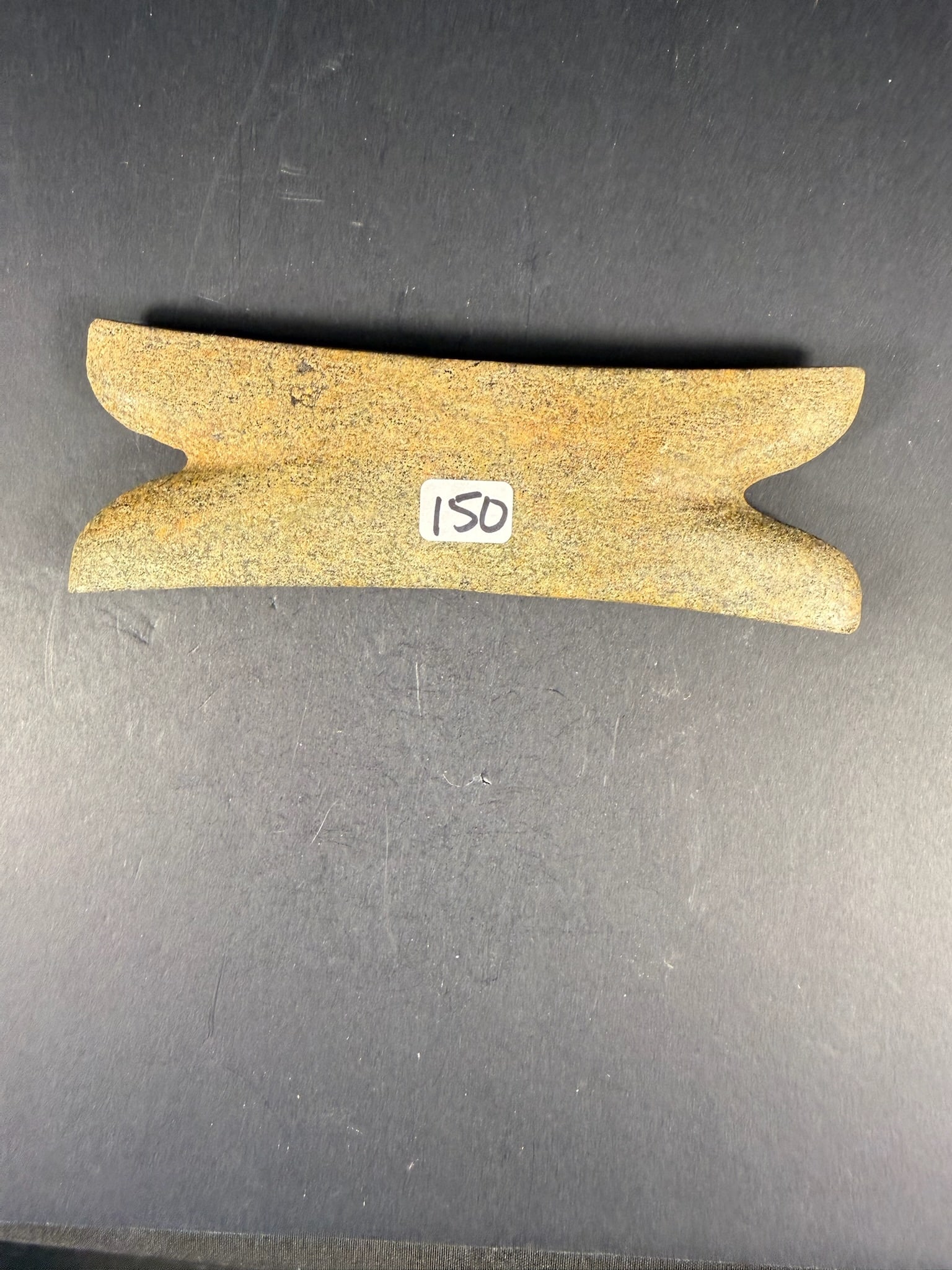 Bannerstone: 7 by 2" Double Crested Chlorite Banner Stone - Crestline, Ohio