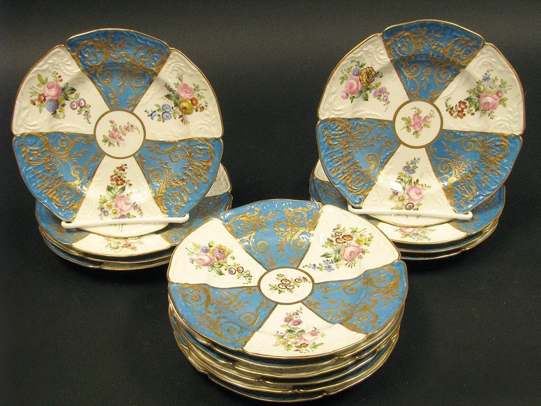 14 Sevres handpainted porcelain plates (1 of 2)