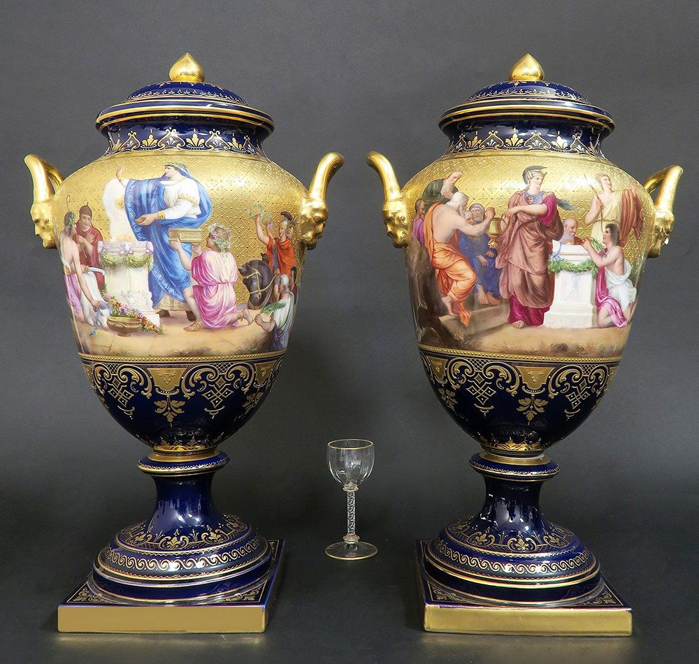 Large Pair of Hand Painted Royal Vienna Vases (1 of 5)