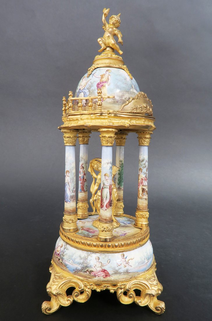 Large Bronze & Viennese Enamel Figural Clock (1 of 8)