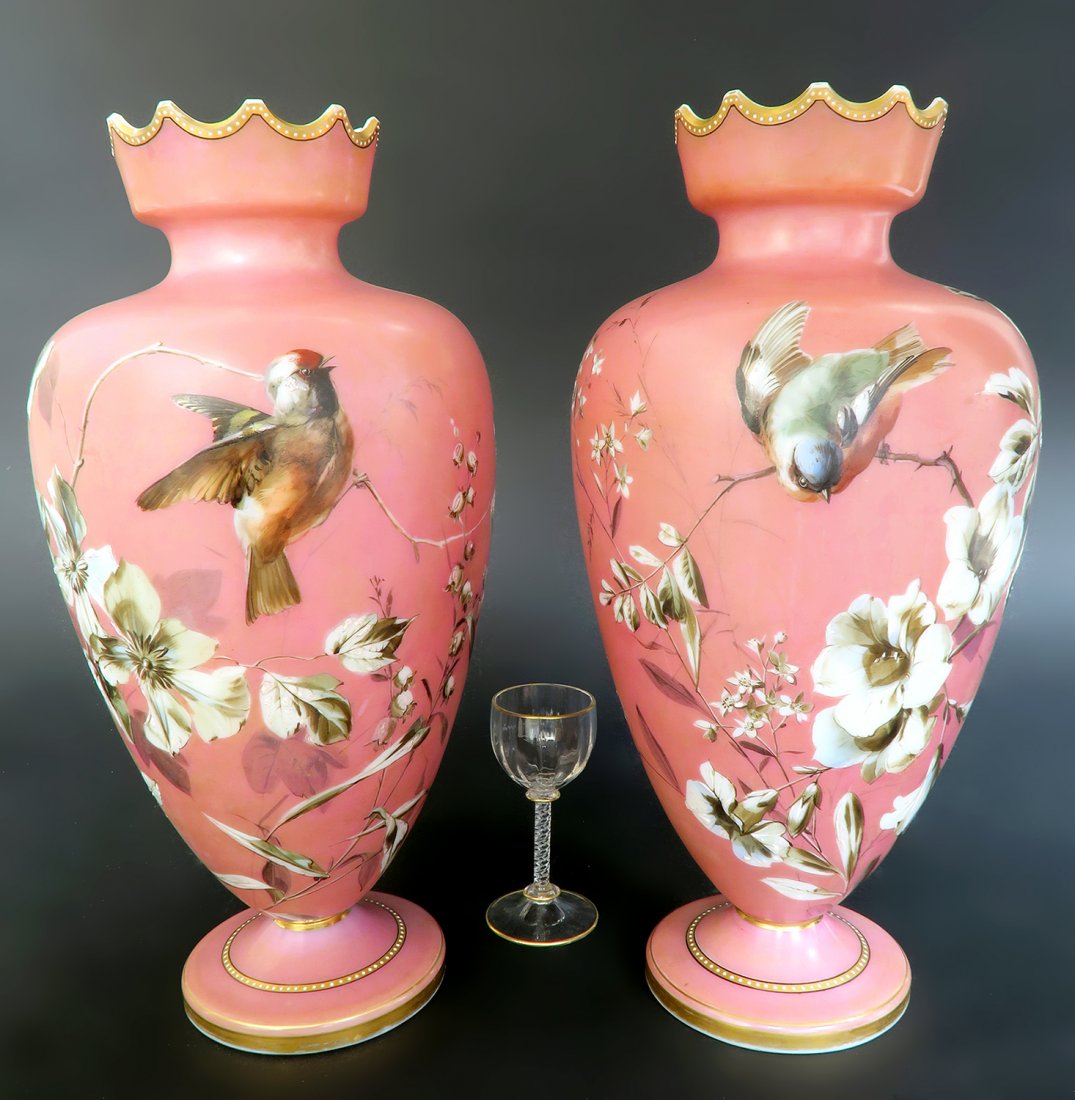 French Pair of Baccarat Opaline Vases. 19th Century (1 of 7)