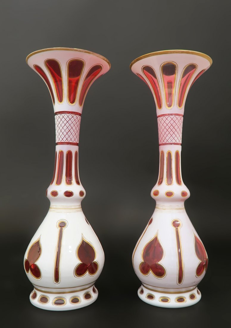 Pair of 19th C. Bohemian Crystal Vases (1 of 3)