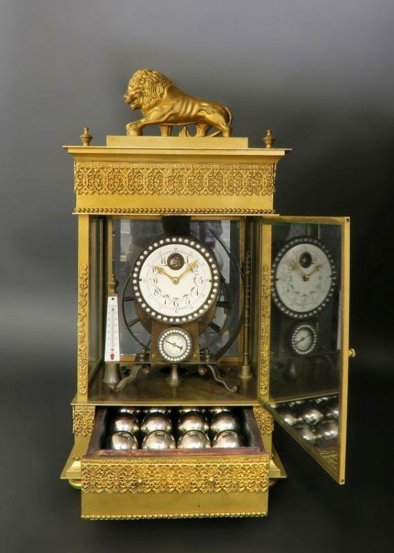 Large French Gilt Bronze Mechanical Falling Ball Clock (1 of 8)
