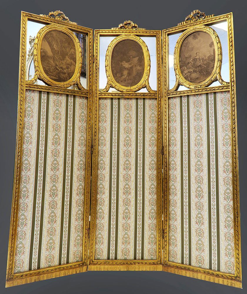 19th French Gilt Panel Screen Room Divider 3 Panel (1 of 8)