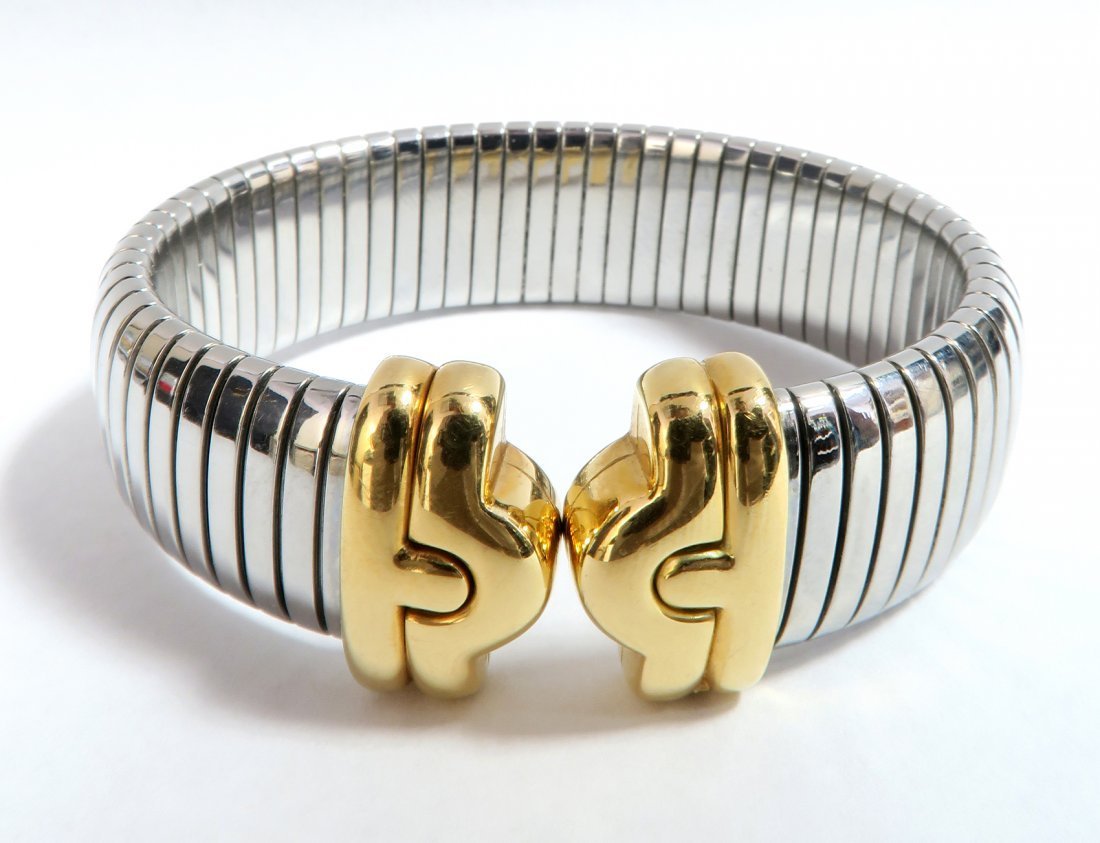 BVLGARI 18k and Stainless Steel Tubogas Bracelet (1 of 6)