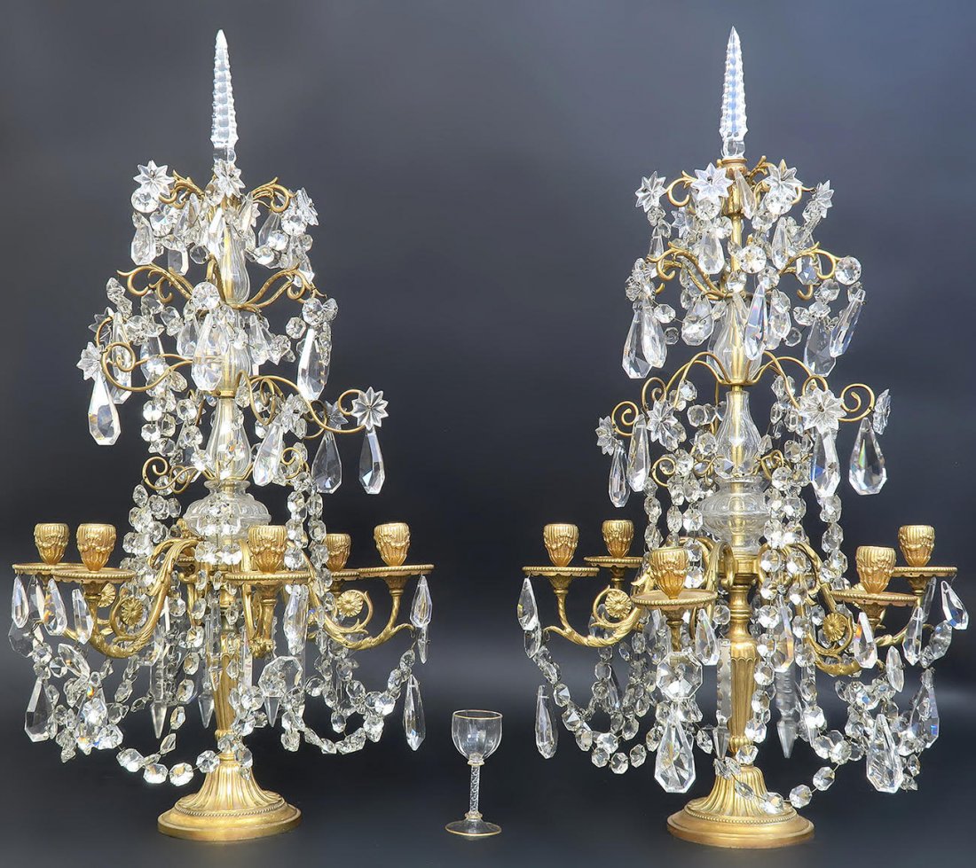 Pair of French Baccarat Crystal & Bronze Girandoles (1 of 2)