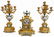 19th C. French Bronze & Sevres Porcelain Clock Set