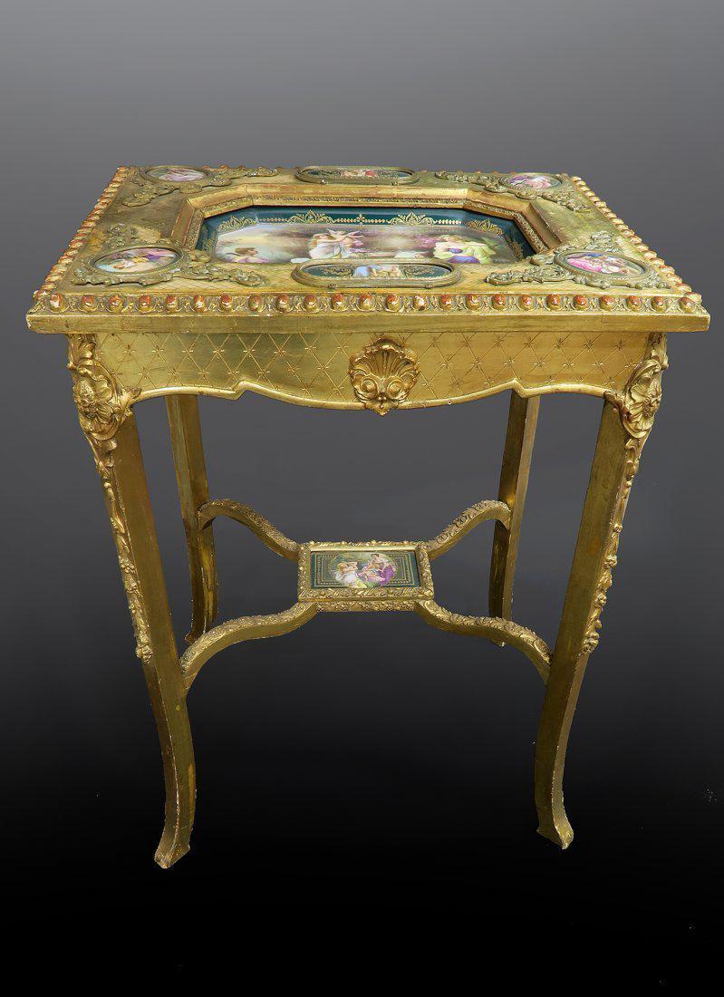 Magnificent Royal Vienna Table w/ Hand Painted Plaques: Magnificent Royal Vienna Table w/ Hand Painted Plaques 19th Century