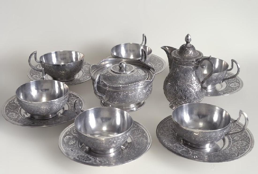 Set of Persian 84 Silver Tea Set: Set of Persian 84 Silver Tea Set. 1520 Grams