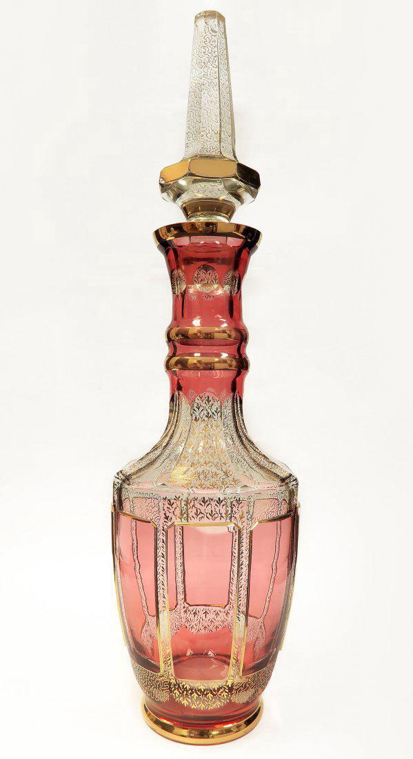 Enameled Moser Red Glass Bohemian Decanter (1 of 4)