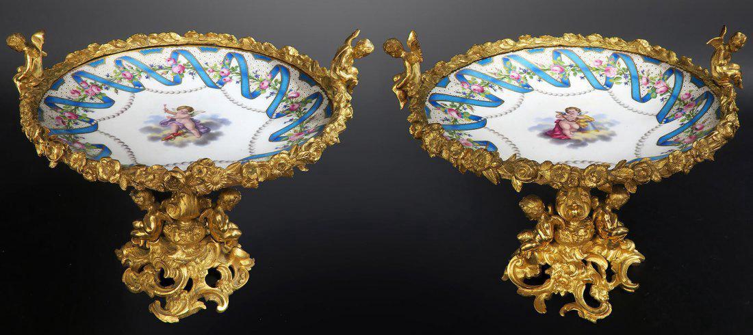 Pair of French Porcelain & Figural Bronze Compotes (1 of 5)