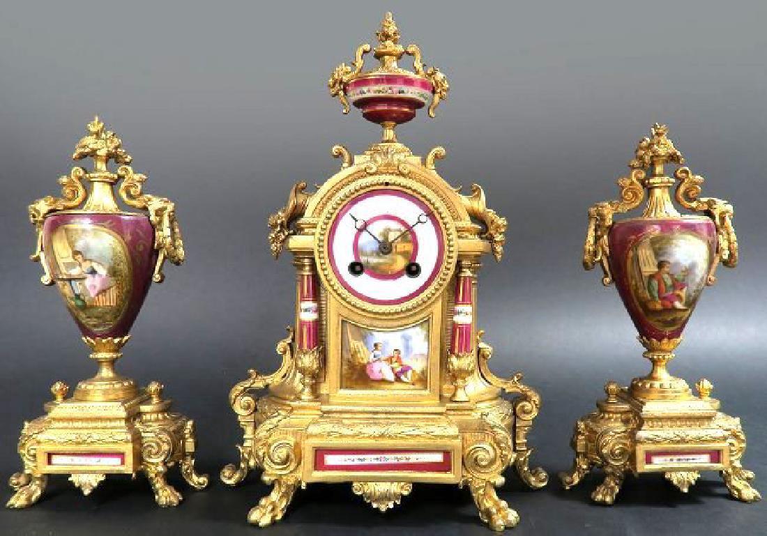 19th C French Hand Painted Sevres Porcelain Clock (1 of 9)