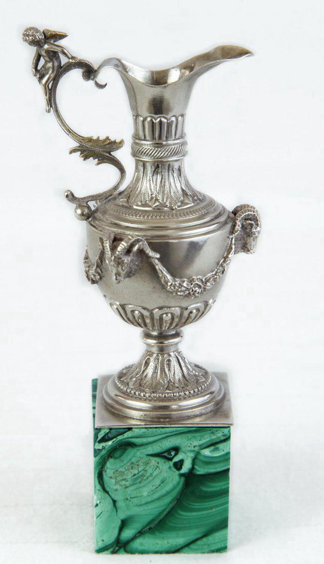 19th C. Silver & Malachite Figural Pitcher (1 of 4)