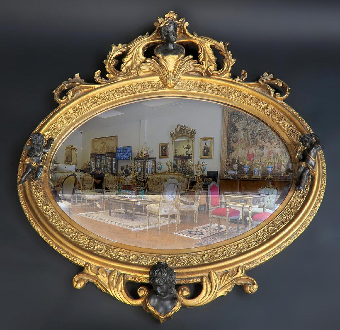19th C. French Figural Gilt wood Mirror (1 of 4)