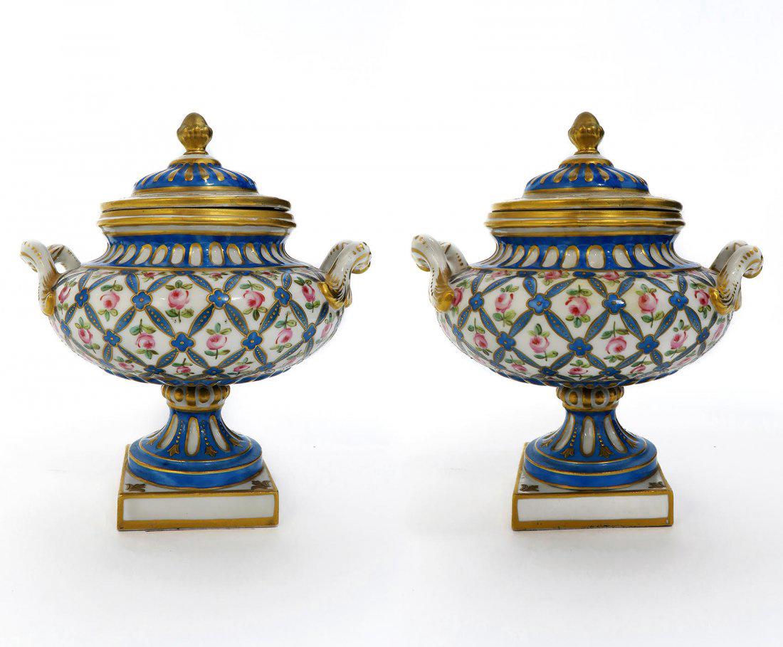 Pair Of 18th century French Sevres Porcelain Urns / Vas (1 of 7)